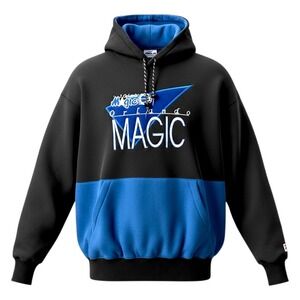 Vintage 90s Orlando Magic Hoodie G-III NBA Black Blue Pullover Size L
